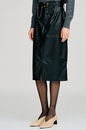 Belt Combination Faux Leather Skirt - 2026AUTUMN