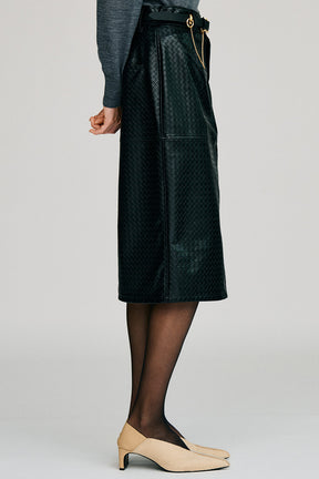 Belt Combination Faux Leather Skirt - 2026AUTUMN