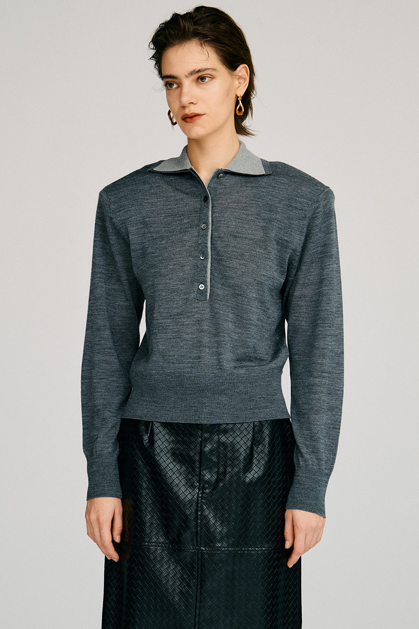 Double Collar Wool Polo Shirt - 2026AUTUMN