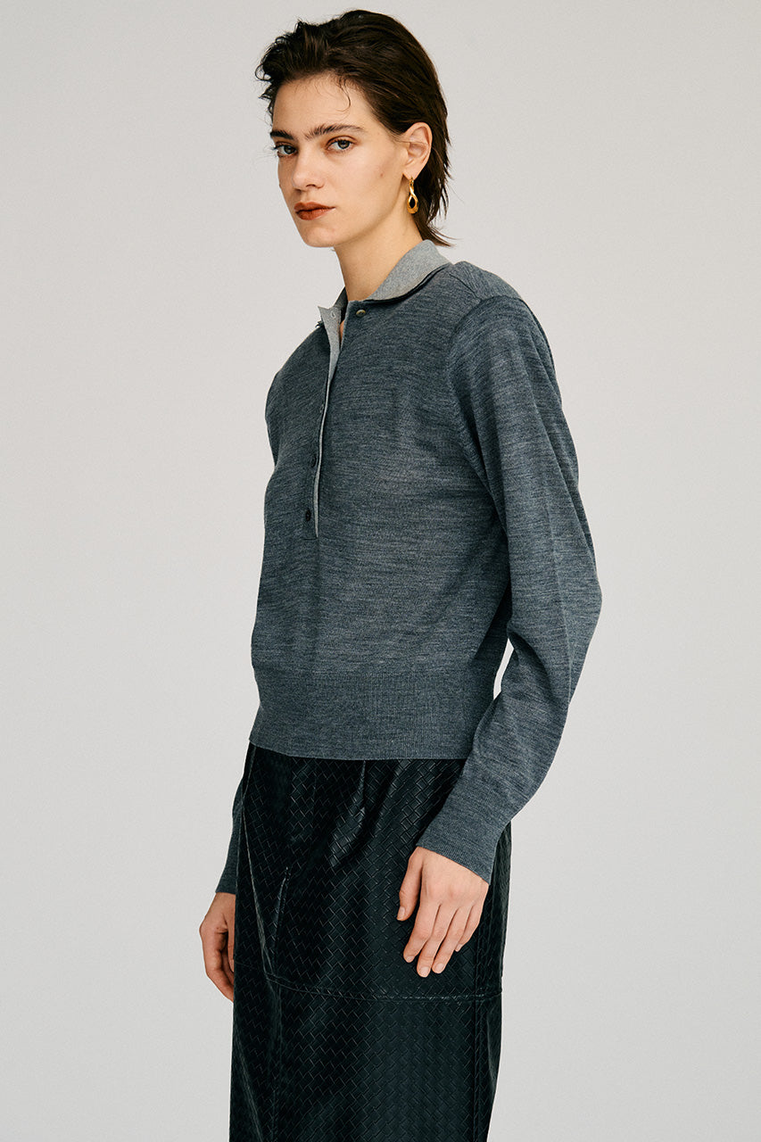 Double Collar Wool Polo Shirt - 2026AUTUMN