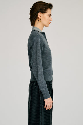 Double Collar Wool Polo Shirt - 2026AUTUMN