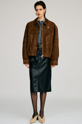Tuck Pocket High-Neck Suede Blouson - 2026AUTUMN
