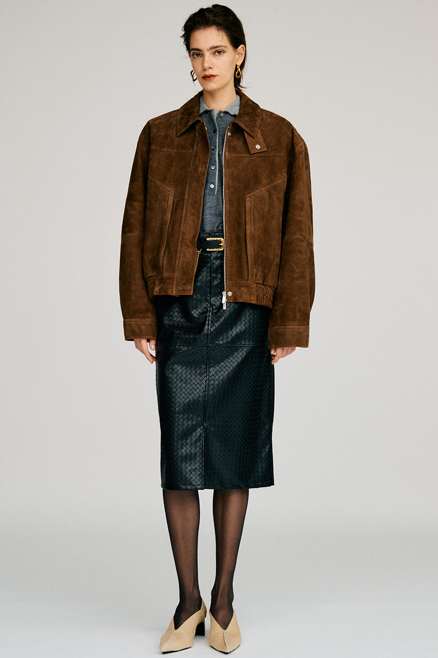 Tuck Pocket High-Neck Suede Blouson - 2026AUTUMN