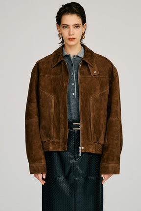 Tuck Pocket High-Neck Suede Blouson - 2026AUTUMN