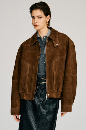 Tuck Pocket High-Neck Suede Blouson - 2026AUTUMN
