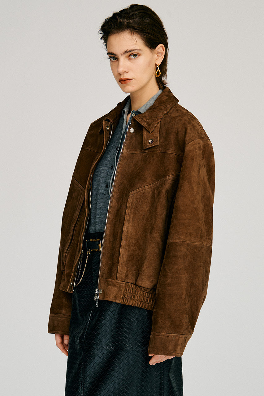 Tuck Pocket High-Neck Suede Blouson - 2026AUTUMN