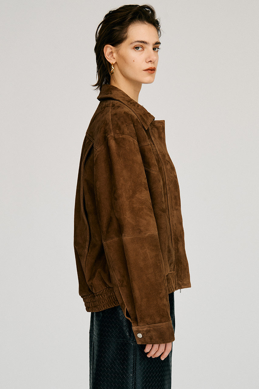 Tuck Pocket High-Neck Suede Blouson - 2026AUTUMN