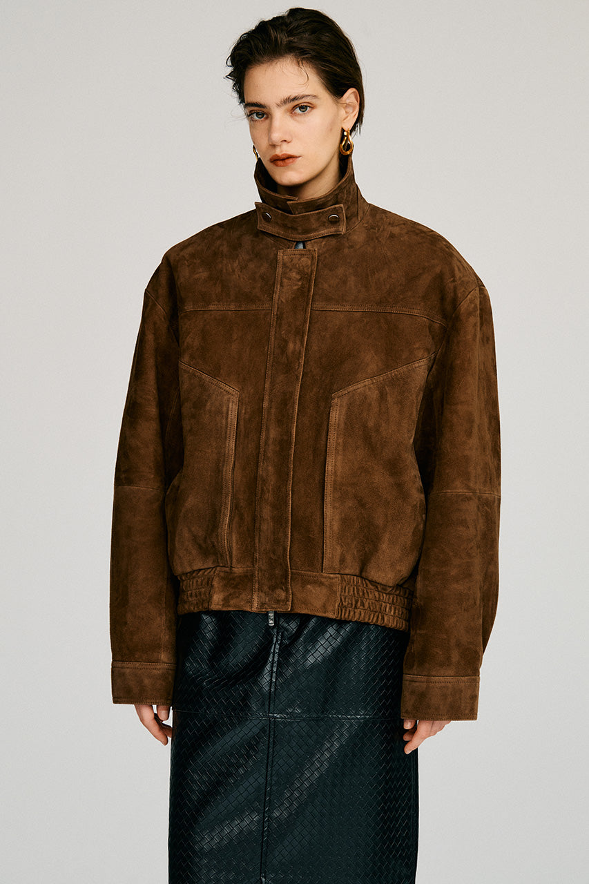 Tuck Pocket High-Neck Suede Blouson - 2026AUTUMN