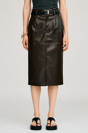 Belt Combination Faux Leather Skirt - 2026AUTUMN