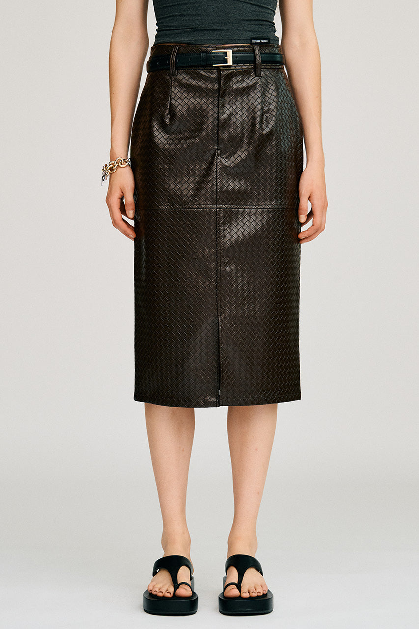 Belt Combination Faux Leather Skirt - 2026AUTUMN