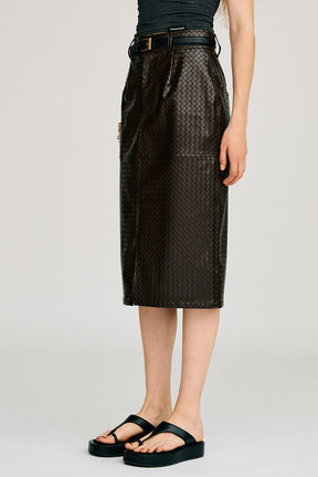 Belt Combination Faux Leather Skirt - 2026AUTUMN