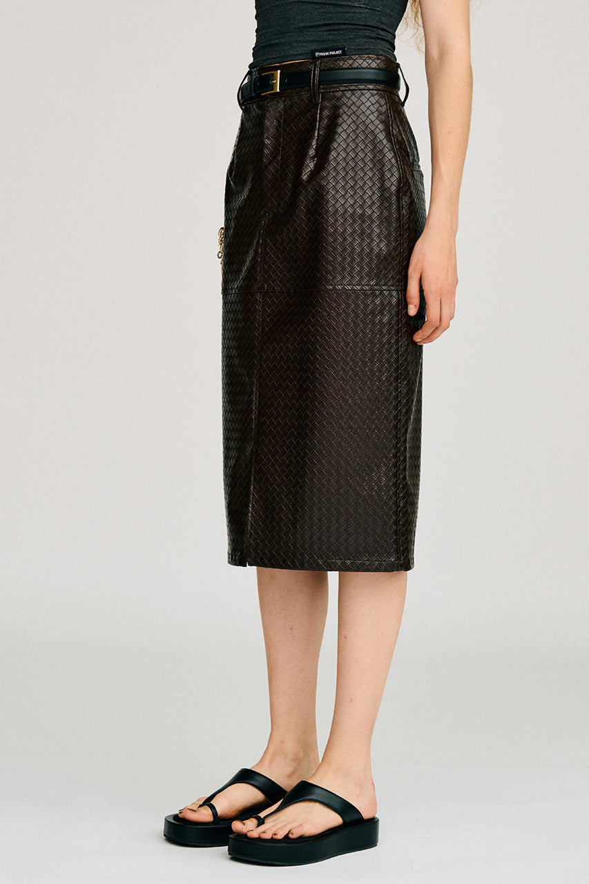 Belt Combination Faux Leather Skirt - 2026AUTUMN