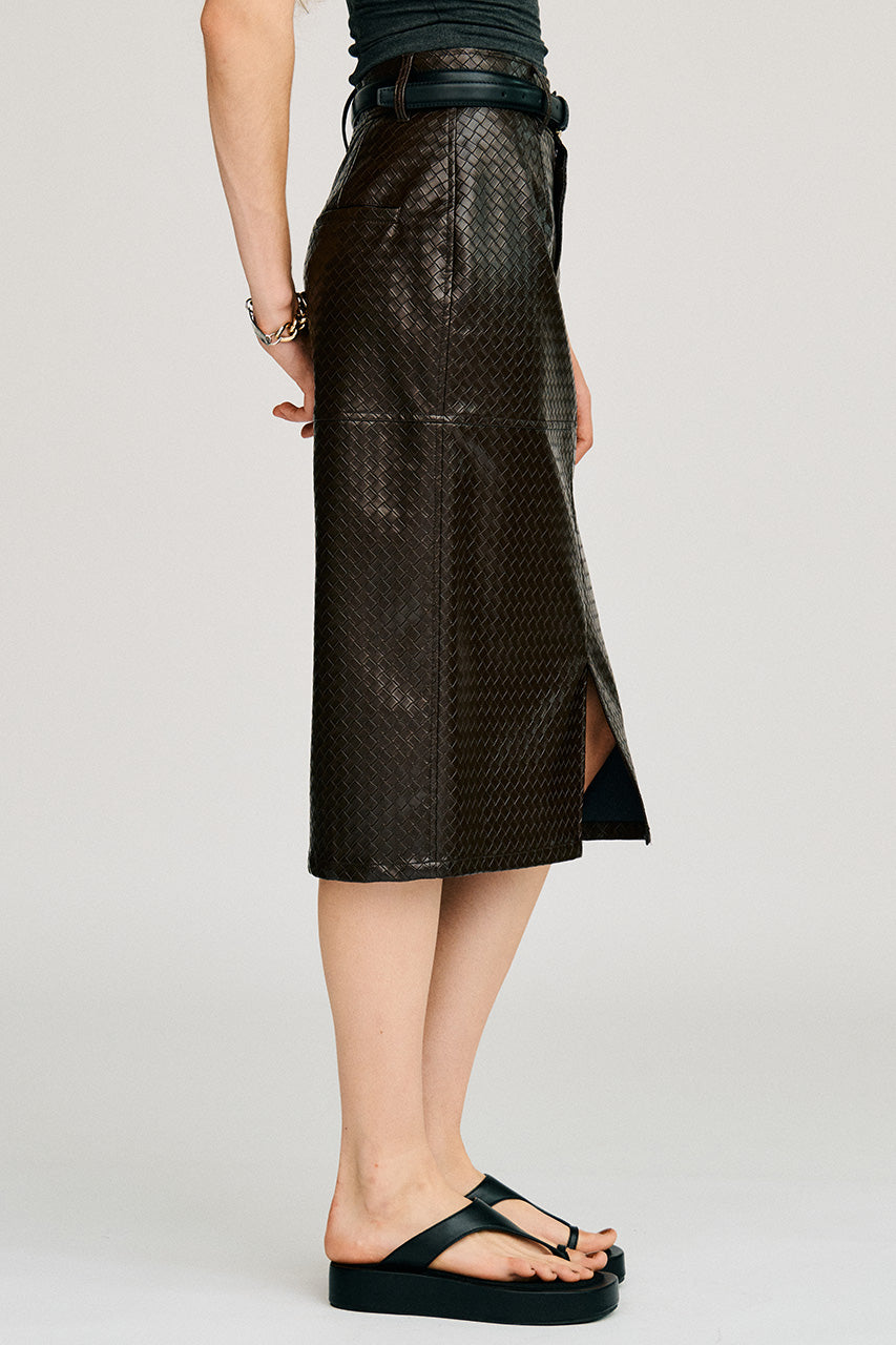 Belt Combination Faux Leather Skirt - 2026AUTUMN