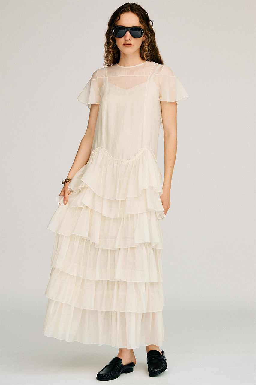 Sheer Tiered Dress - 2026AUTUMN