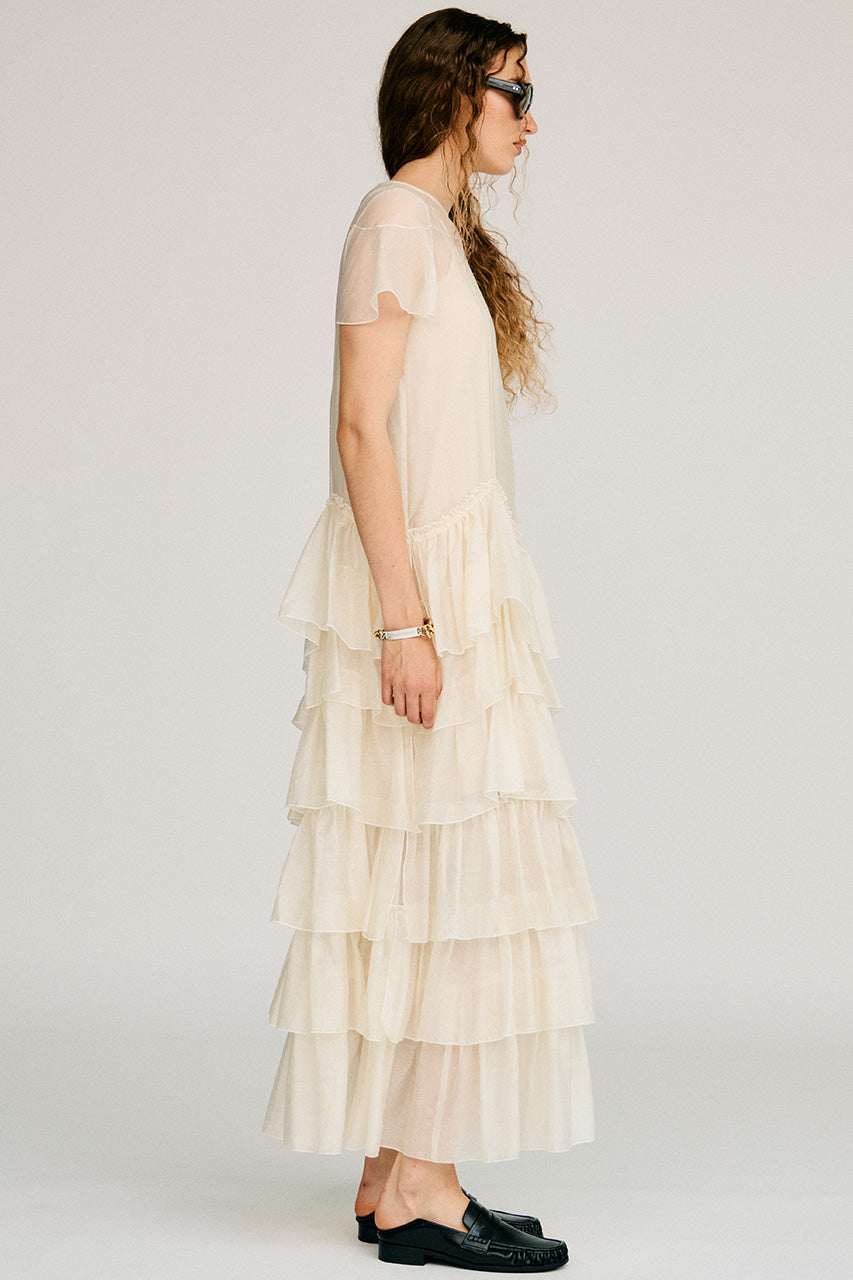 Sheer Tiered Dress - 2026AUTUMN