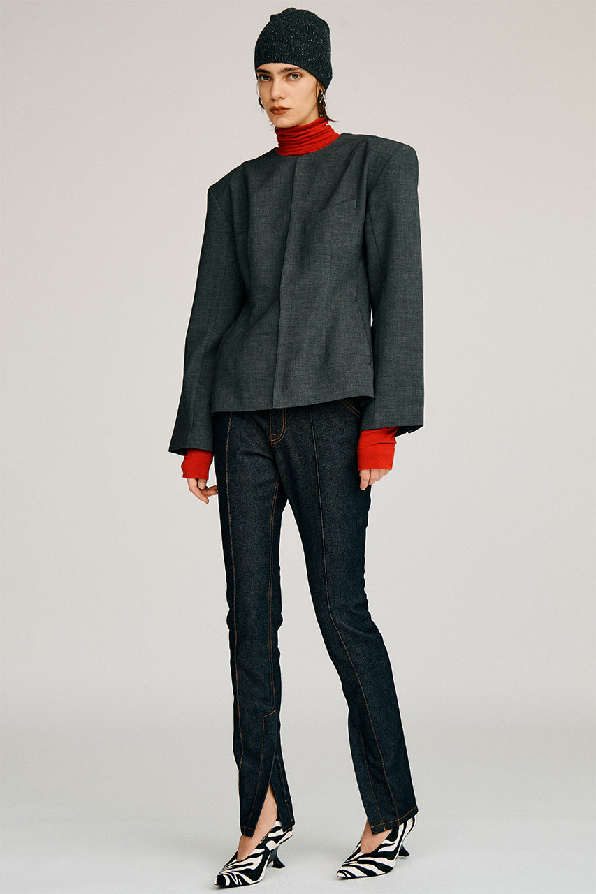 Zipped Hem Skinny Denim - 2026AUTUMN
