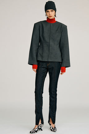 Zipped Hem Skinny Denim - 2026AUTUMN
