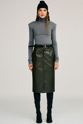 Belt Combination Faux Leather Skirt - 2026AUTUMN