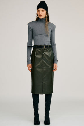 Belt Combination Faux Leather Skirt - 2026AUTUMN
