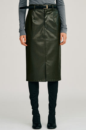 Belt Combination Faux Leather Skirt - 2026AUTUMN