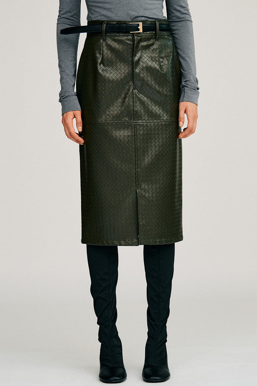 Belt Combination Faux Leather Skirt - 2026AUTUMN