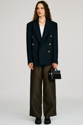 Synthetic Leather Straight Pants - 2026AUTUMN