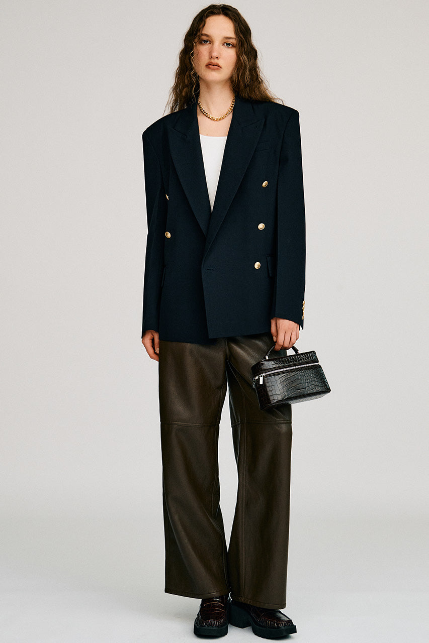 Synthetic Leather Straight Pants - 2026AUTUMN