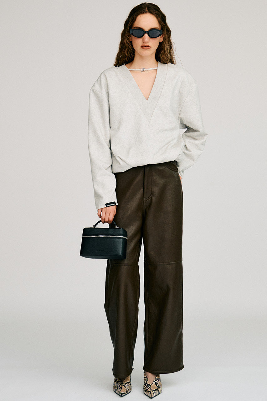 Synthetic Leather Straight Pants - 2026AUTUMN