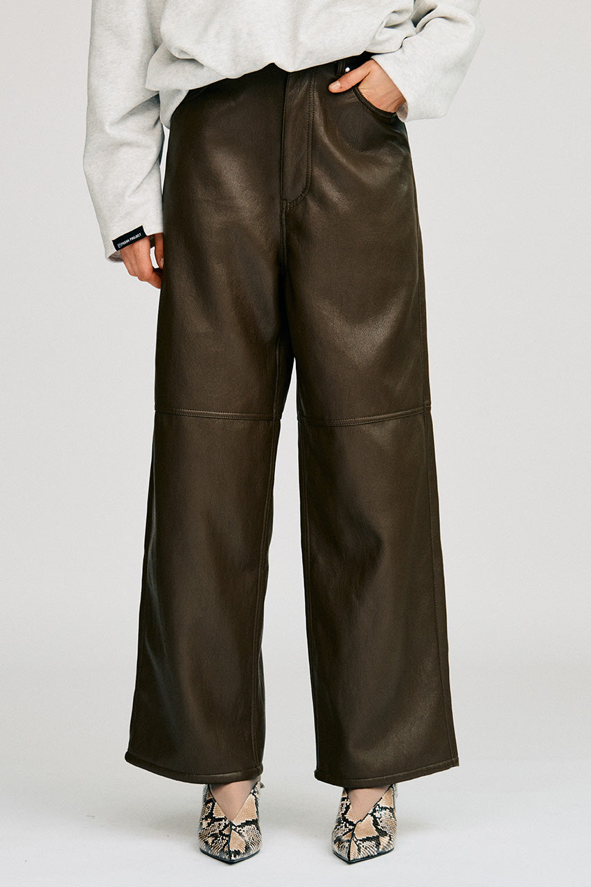 Synthetic Leather Straight Pants - 2026AUTUMN