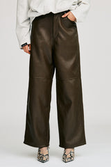 Synthetic Leather Straight Pants