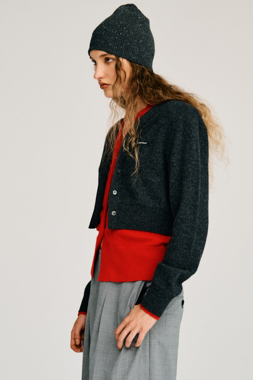 Yak Blend V-Neck Layered Knit Cardigan - 2026AUTUMN