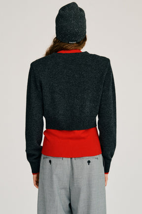 Yak Blend V-Neck Layered Knit Cardigan - 2026AUTUMN
