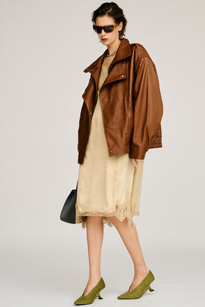 Sheep Leather Bomber Jacket - 2026AUTUMN