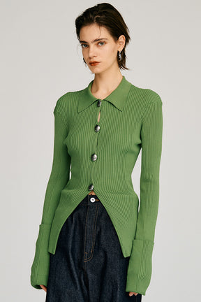 Metal Parts Knit Slim Shirt - 2026AUTUMN