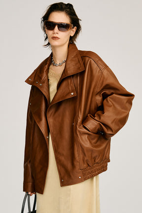 Sheep Leather Bomber Jacket - 2026AUTUMN