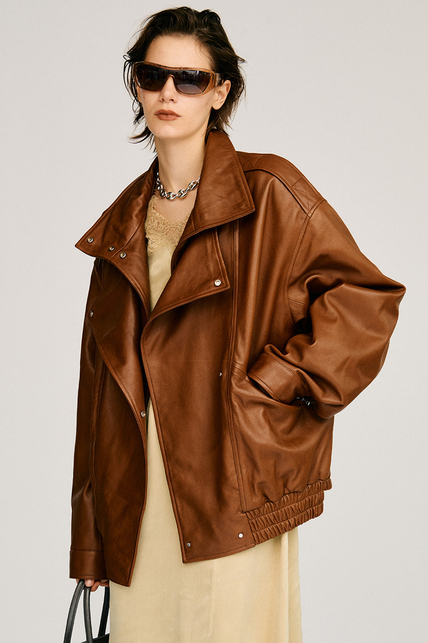 Sheep Leather Bomber Jacket - 2026AUTUMN