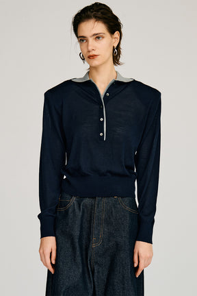 Double Collar Wool Polo Shirt - 2026AUTUMN