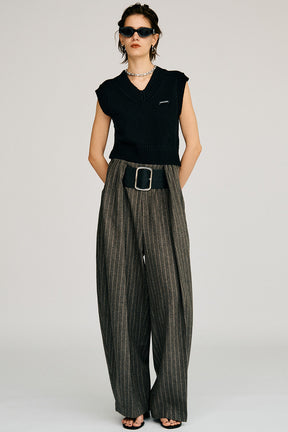 High-Waist Bell Stripe Pants - 2026AUTUMN