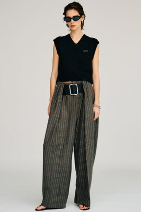 High-Waist Bell Stripe Pants - 2026AUTUMN