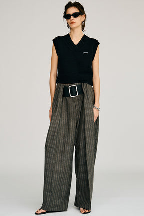 High-Waist Bell Stripe Pants - 2026AUTUMN