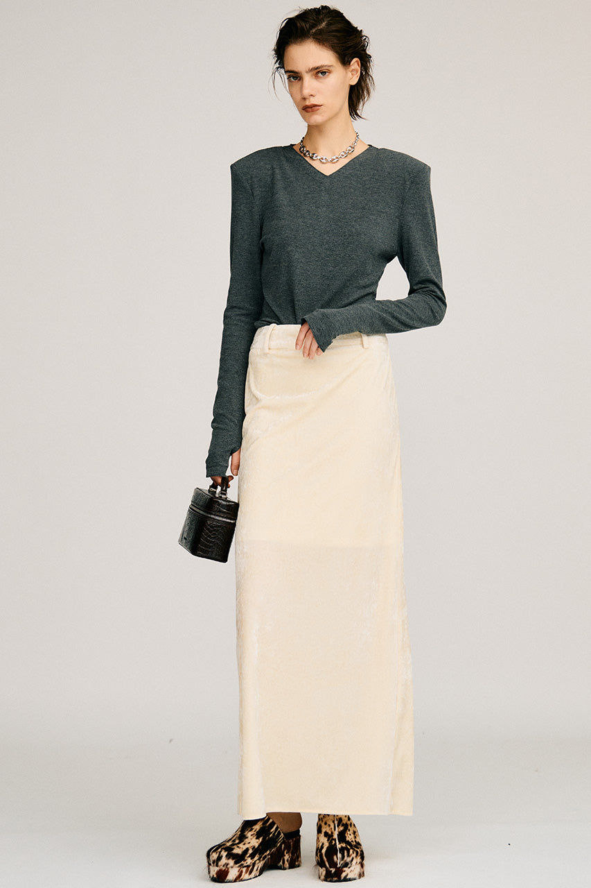 Velour Pencil Long Skirt - 2026AUTUMN