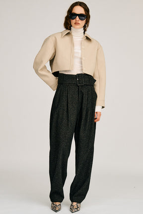 High-Waist Belt Cocoon Pants - 2026AUTUMN