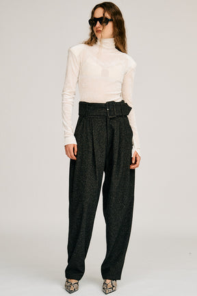 High-Waist Belt Cocoon Pants - 2026AUTUMN