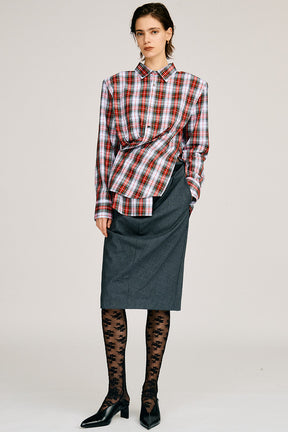 Check Shoulder Padded Shirt - 2026AUTUMN