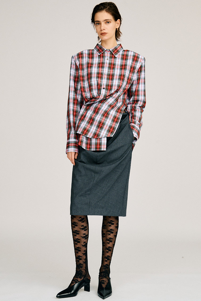 Check Shoulder Padded Shirt - 2026AUTUMN