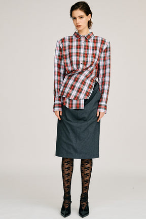 Double-Waist Drape Midi Skirt - 2026AUTUMN