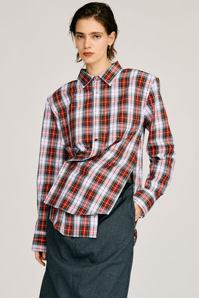 Check Shoulder Padded Shirt - 2026AUTUMN