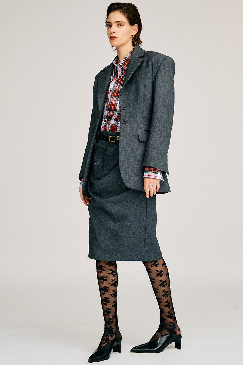 Double-Waist Drape Midi Skirt - 2026AUTUMN