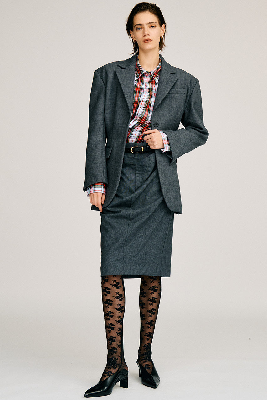 Double-Waist Drape Midi Skirt - 2026AUTUMN