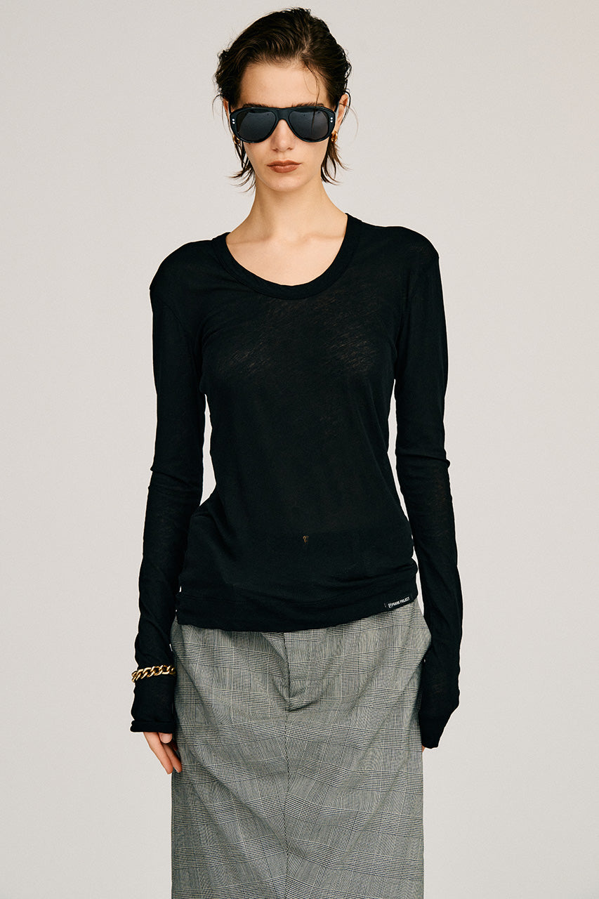 Scoop Neck Sheer Top - 2026AUTUMN
